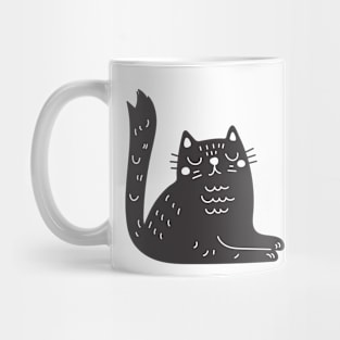 Linocut Style Black Cat Mug